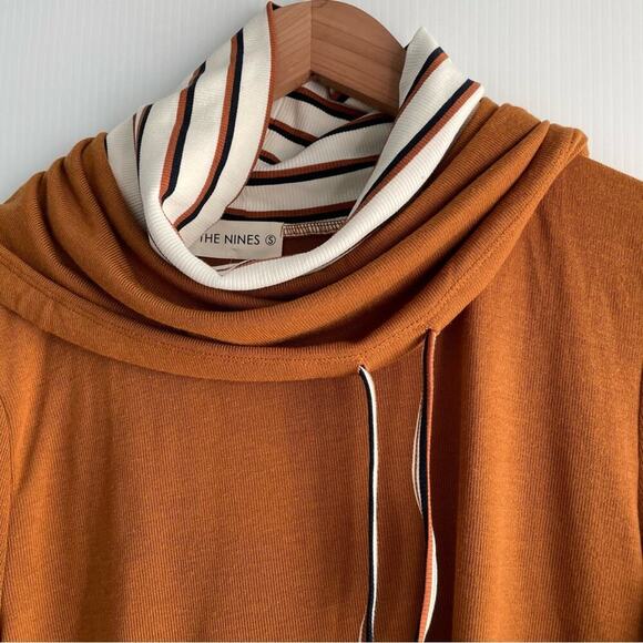 🆕 The Nines ginger and spice striped cowl neck top long sleeve NWT size small - Picture 5 of 9